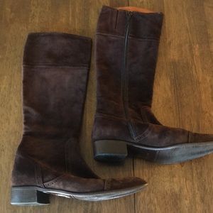 Nalini Suede Brown Leather Boots Sz 8